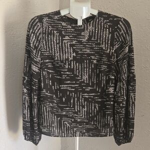 Black and White Patterned Womens Blouse